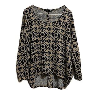 LIVING DOLL Blue/Beige High/Low, Hem Back Button down with Split, Medium Size